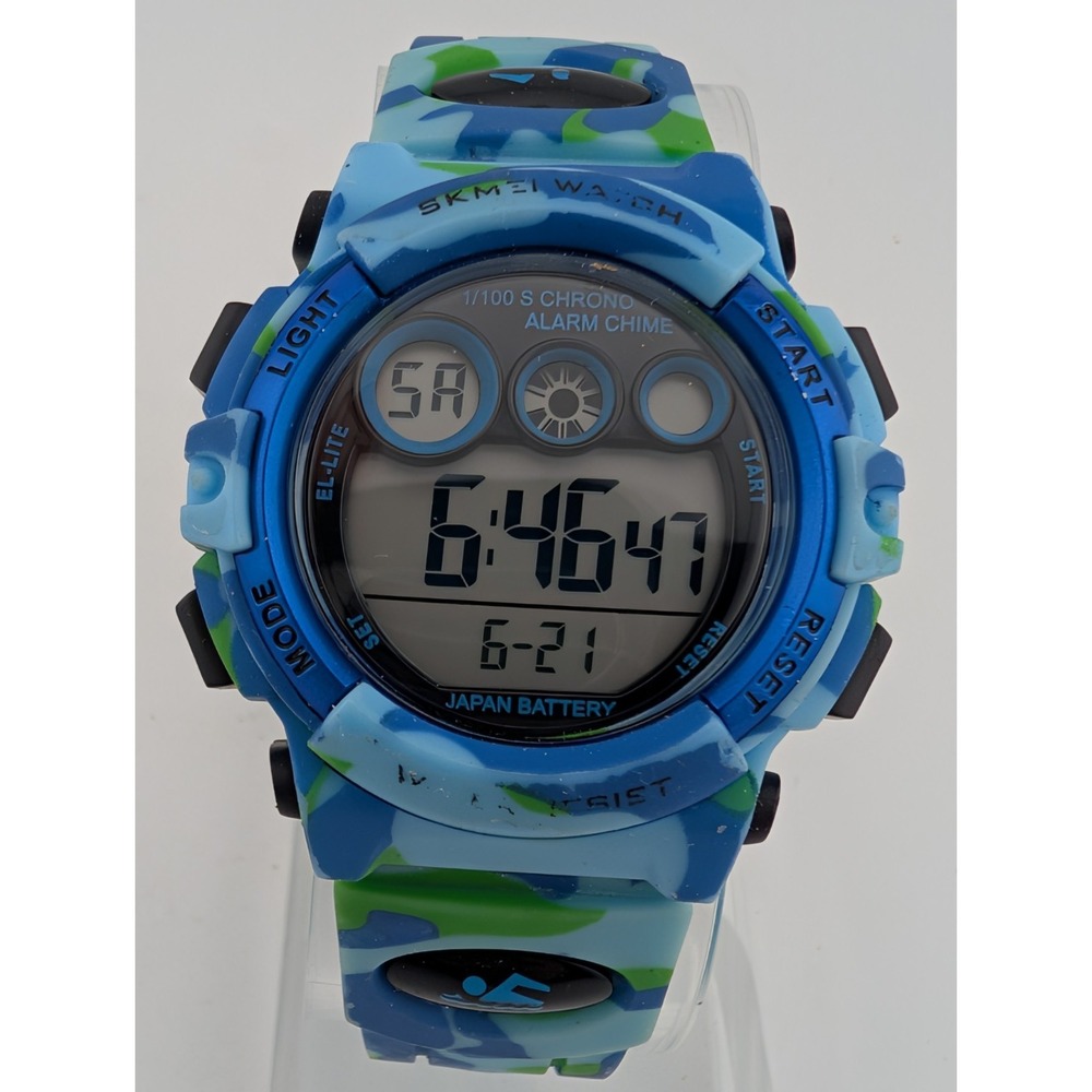 SKMEI Digital‎ Kids Watch Blue Camouflage 38mm Case- New Battery